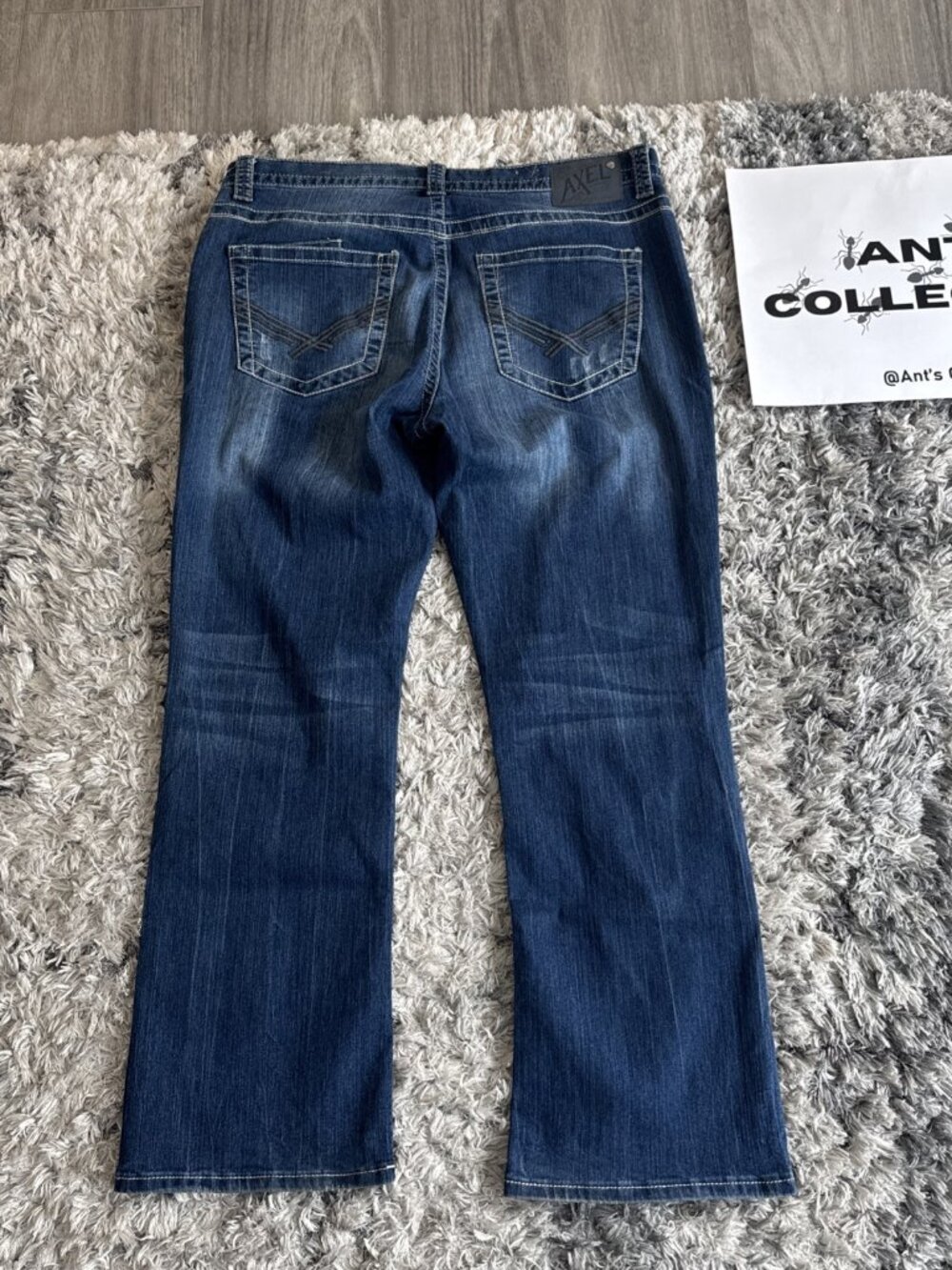 Axel Blue 00S Embroidered Denim Jeans Bootcut Stretch Y2K Men S 38X32
